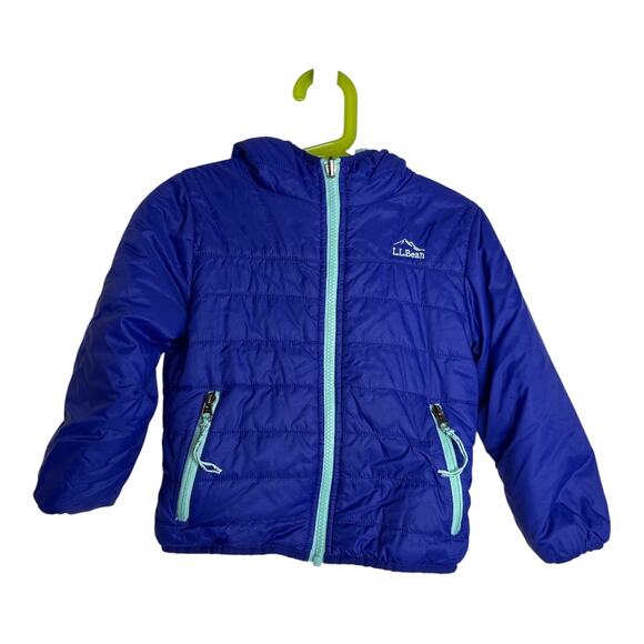 L.L. Bean Toddler Reversible Fleece Jacket Hood Zipper Closure Size 3T - Picture 1 of 5